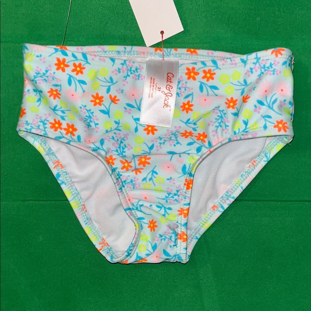Cat & Jack Floral Bikini Bottoms - Blue and Orange